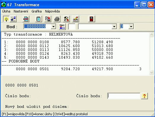 Vpoet transformace - program GEUS