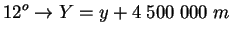 $\displaystyle 12^{o}\rightarrow Y=y+4\;500\;000\;m$